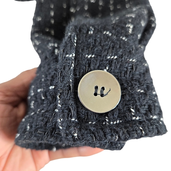 Zara Structured Tweed Black Jacket Silver Metal Buttons - Picture 10 of 16